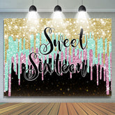 Lofaris Gold Cyan and Pink Sweet Sixteen Birthday Backdrop